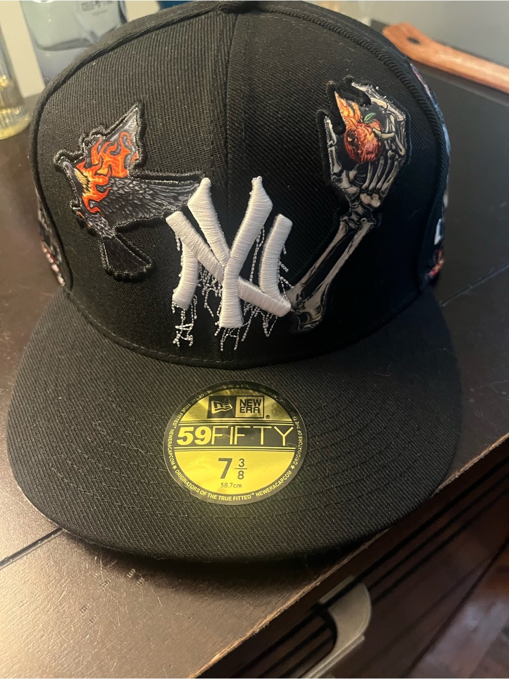 New Era Black NY Embroidered 59FIFTY Fitted Cap 7 3/8
